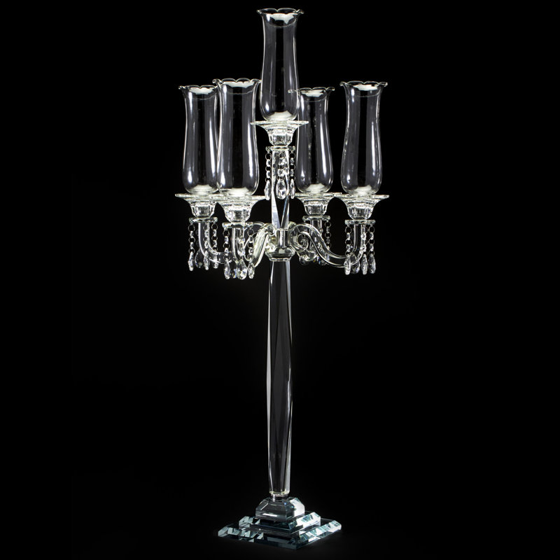 Bala 40" Crystal Candelabra 5 arm Glass Hurricane globes Wayfair